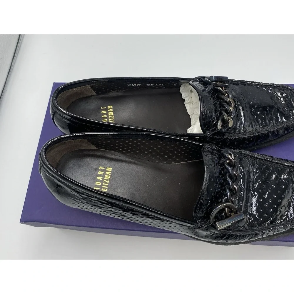 Stuart Weitzman Women's‎ Patent Leather Loafer Wedges Black Size 6 M